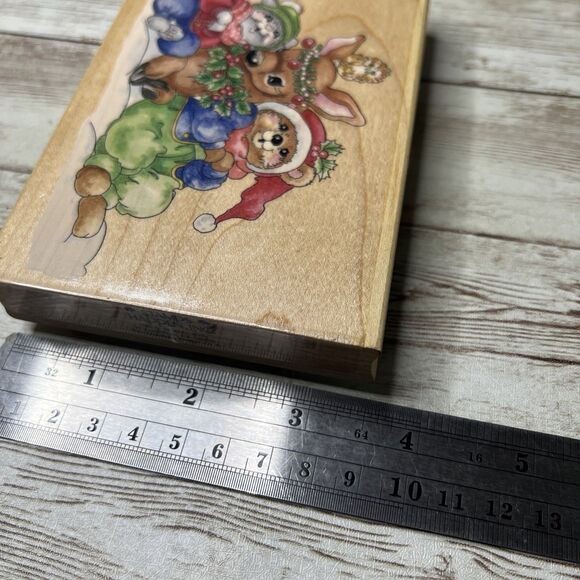 Lot of 2 Stamps Happen "Clover Hill"  (1990's) Wood Rubber Stamp VTG Bears/Bunny - Picture 10 of 10